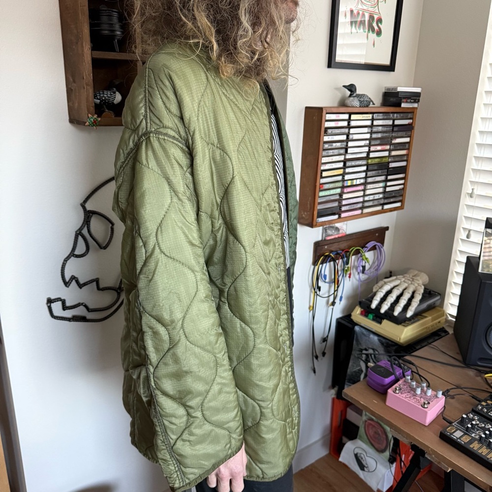 💀 SOLD 💀 Vintage 80s Military Green M-65 Extreme Cold Weather Parka Liner ~ M - Picture 3 of 8